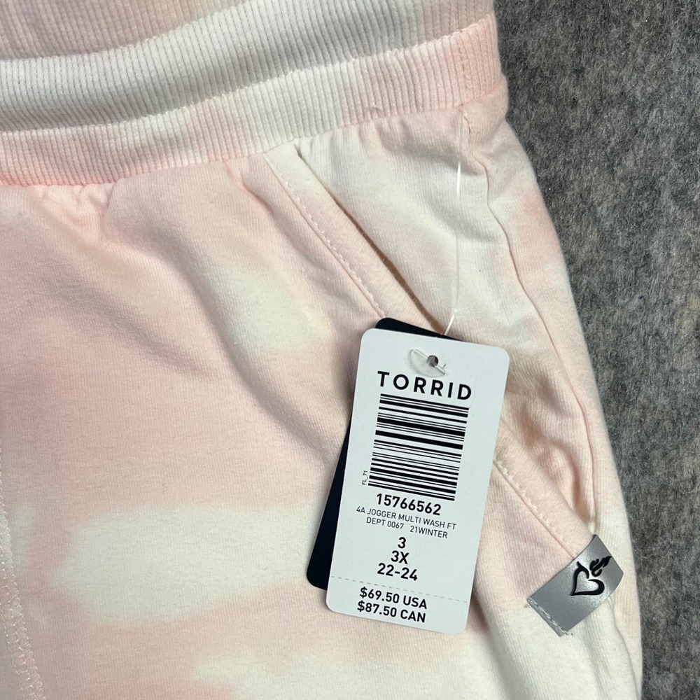 Torrid Tie Dye Jogger Pants 3X 22/24 Pastel Rainbow Drawstring Cotton Blend New - Picture 4 of 8